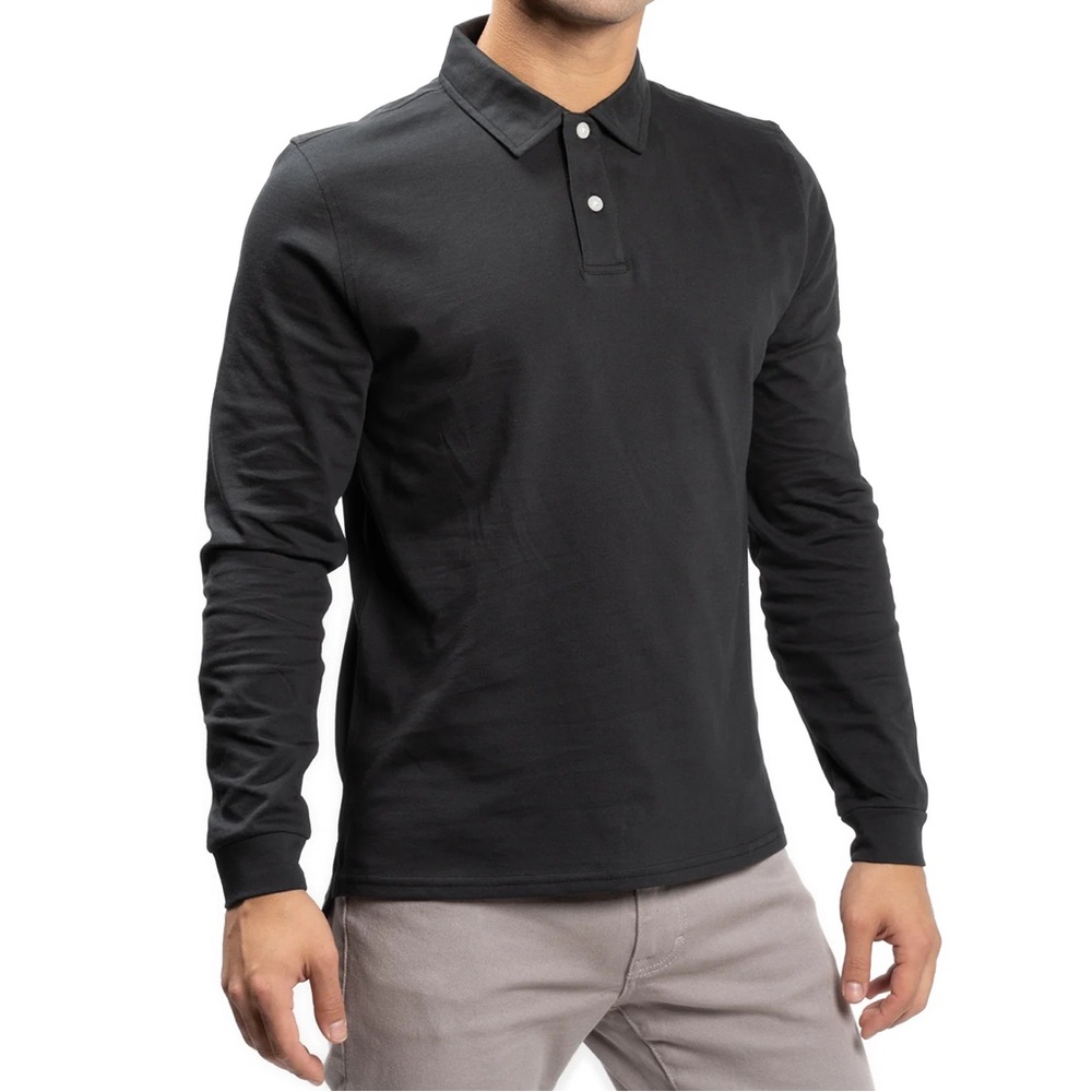 Peter Manning New York black long-sleeve pique polo‎ shirt Size 2